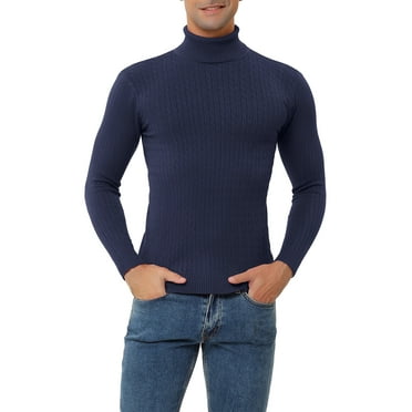 Hokny TD Mens Basic Ribbed Slim Fit Knitted Pullover Turtleneck Sweater 